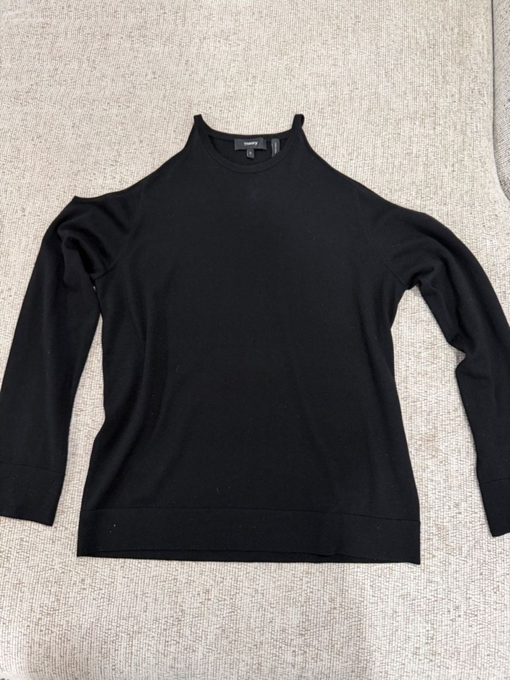 Theory Black Cold-Shoulder Knit Top